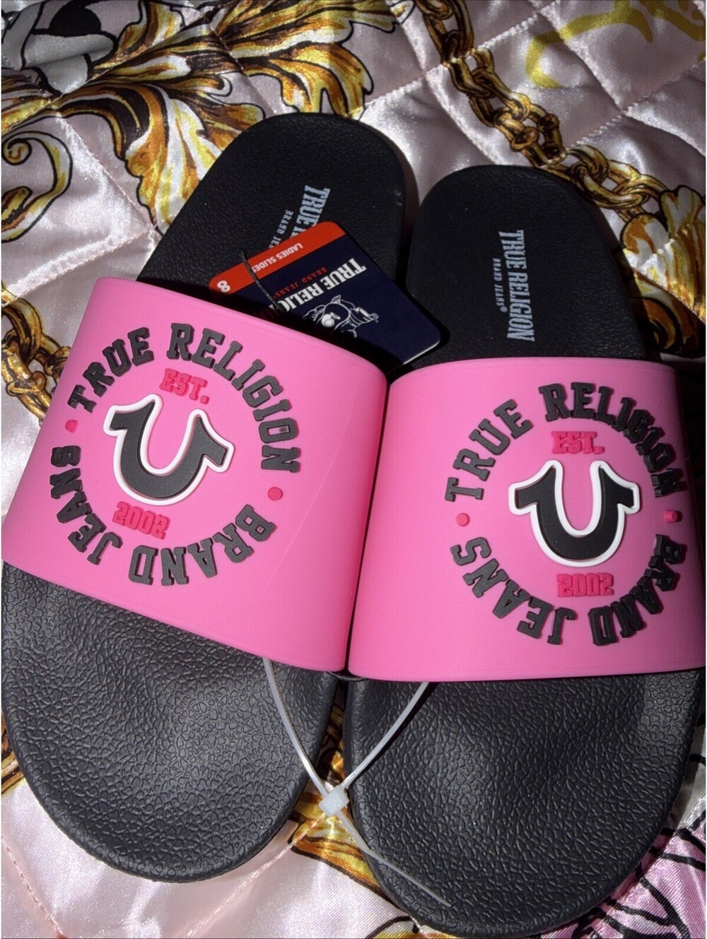 Womens True Religions Slides HOT PINK NEW Y2k style - Picture 2 of 5
